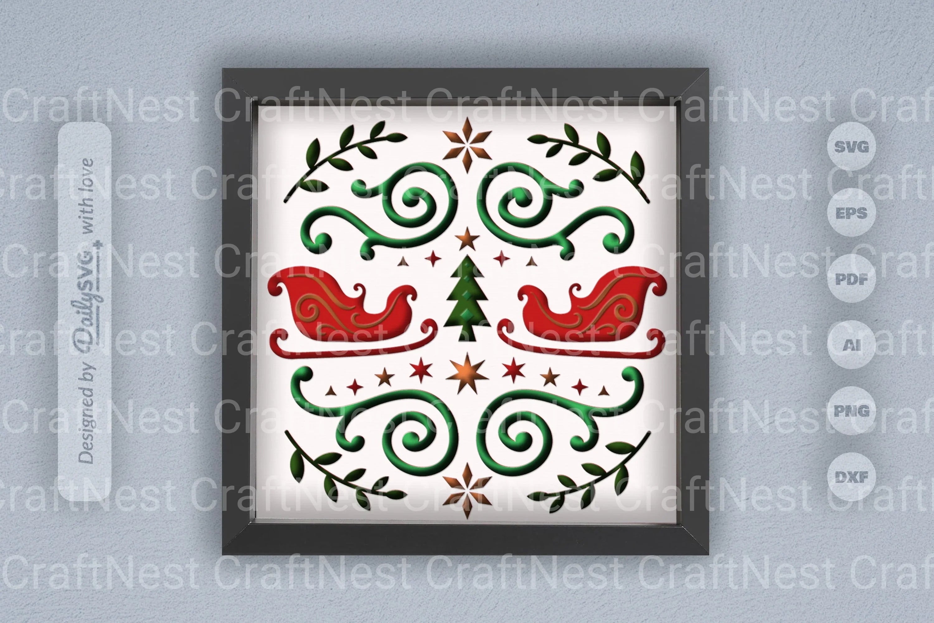 Christmas Folk Art Papercut SVG Bundle