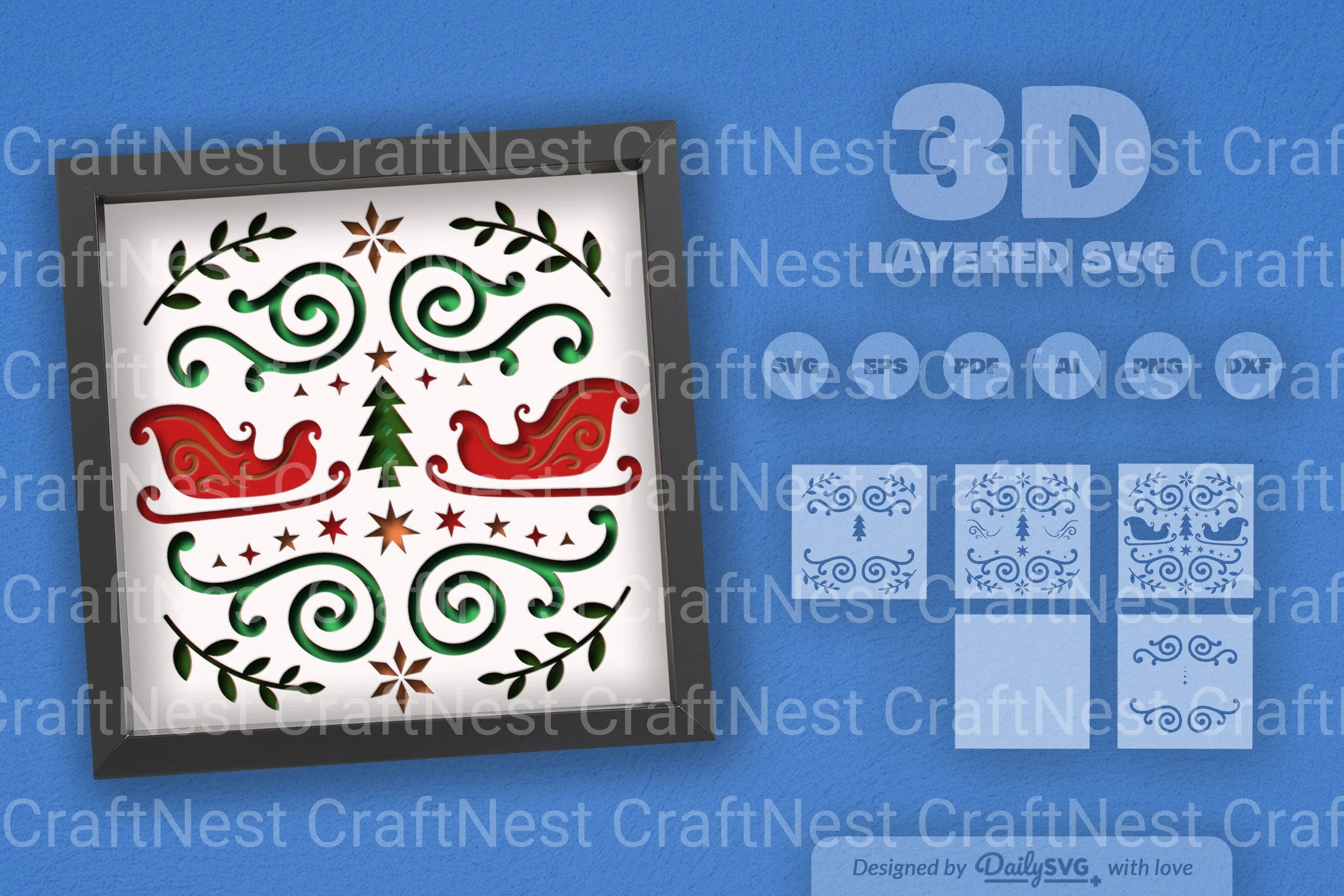 Christmas Folk Art Papercut SVG Bundle