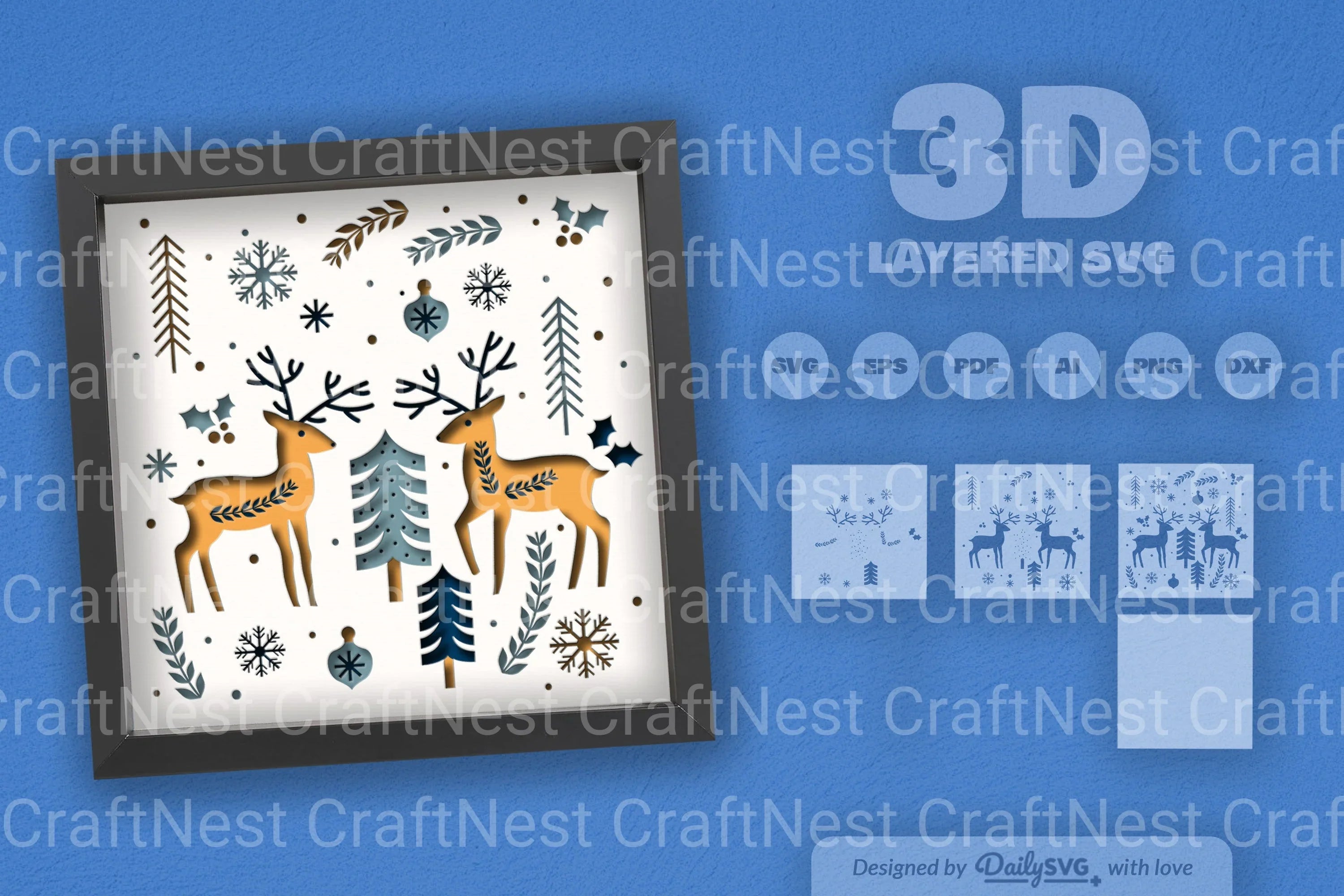 Christmas Folk Art Papercut SVG Bundle