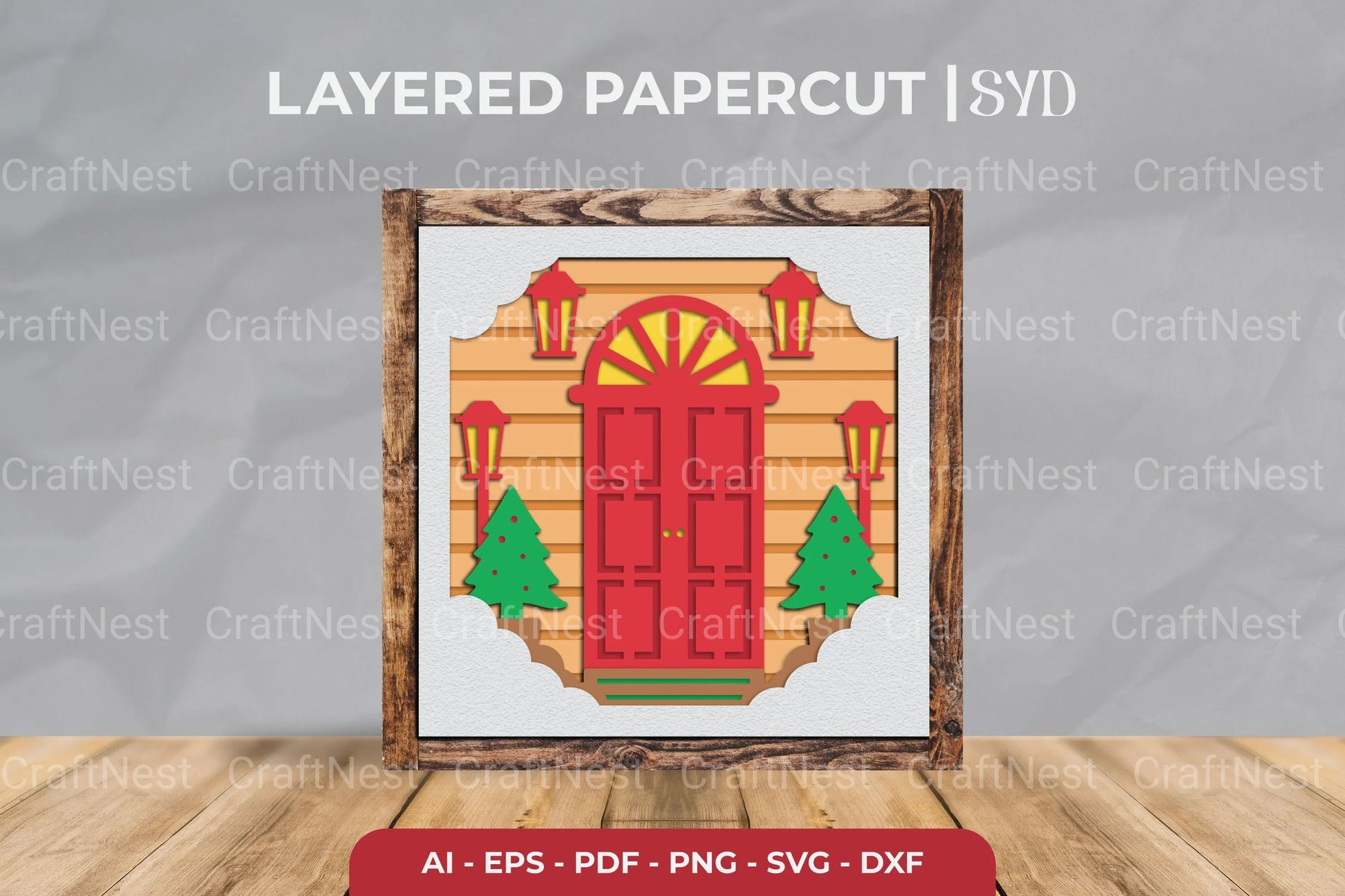 Christmas Front Door 3D Shadow Box SVG Bundle - CraftNest - Digital Crafting and Art