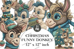 Christmas Funny Donkey Clipart Bundle - CraftNest - Digital Crafting and Art