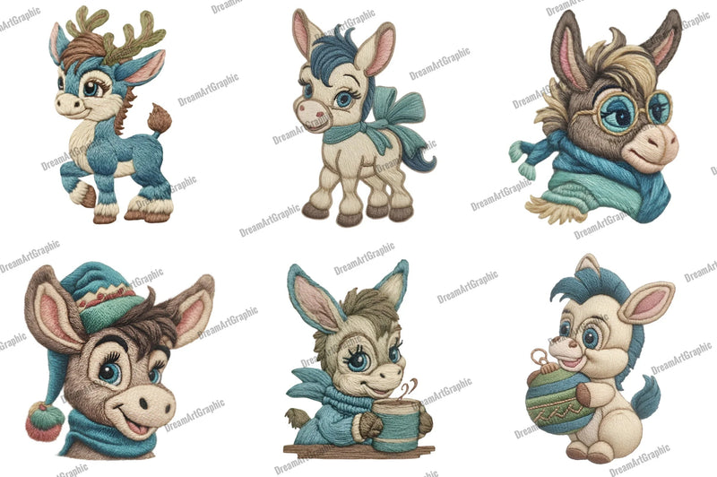 Christmas Funny Donkey Clipart Bundle - CraftNest - Digital Crafting and Art