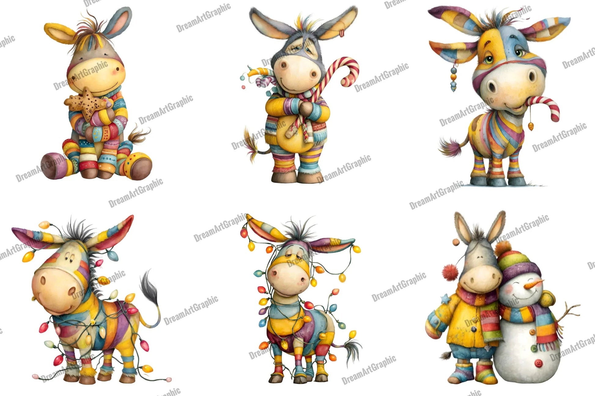 Christmas Funny Donkey Clipart Bundle - CraftNest - Digital Crafting and Art