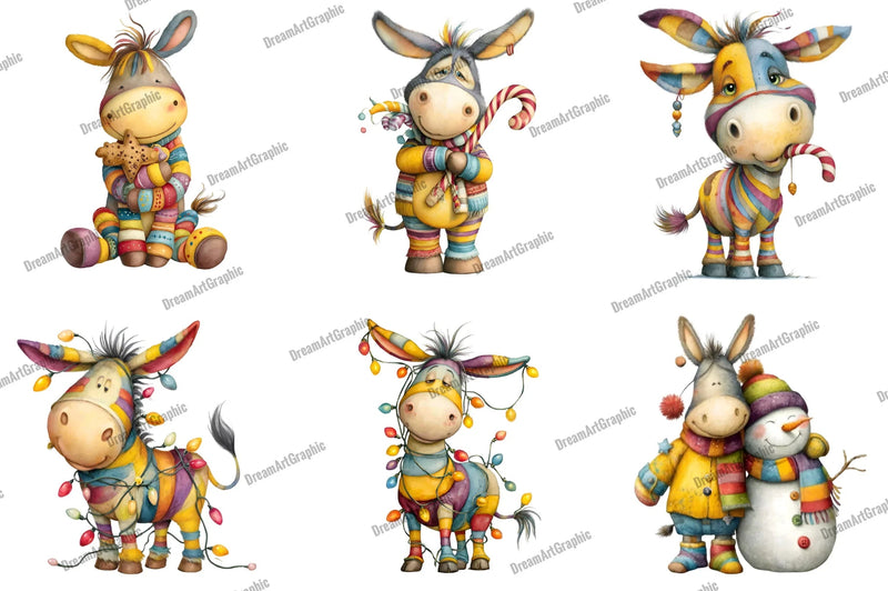 Christmas Funny Donkey Clipart Bundle - CraftNest - Digital Crafting and Art