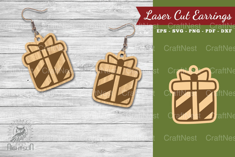 Christmas Gift Box Laser Cut Earrings Clipart Bundle - CraftNest - Digital Crafting and Art