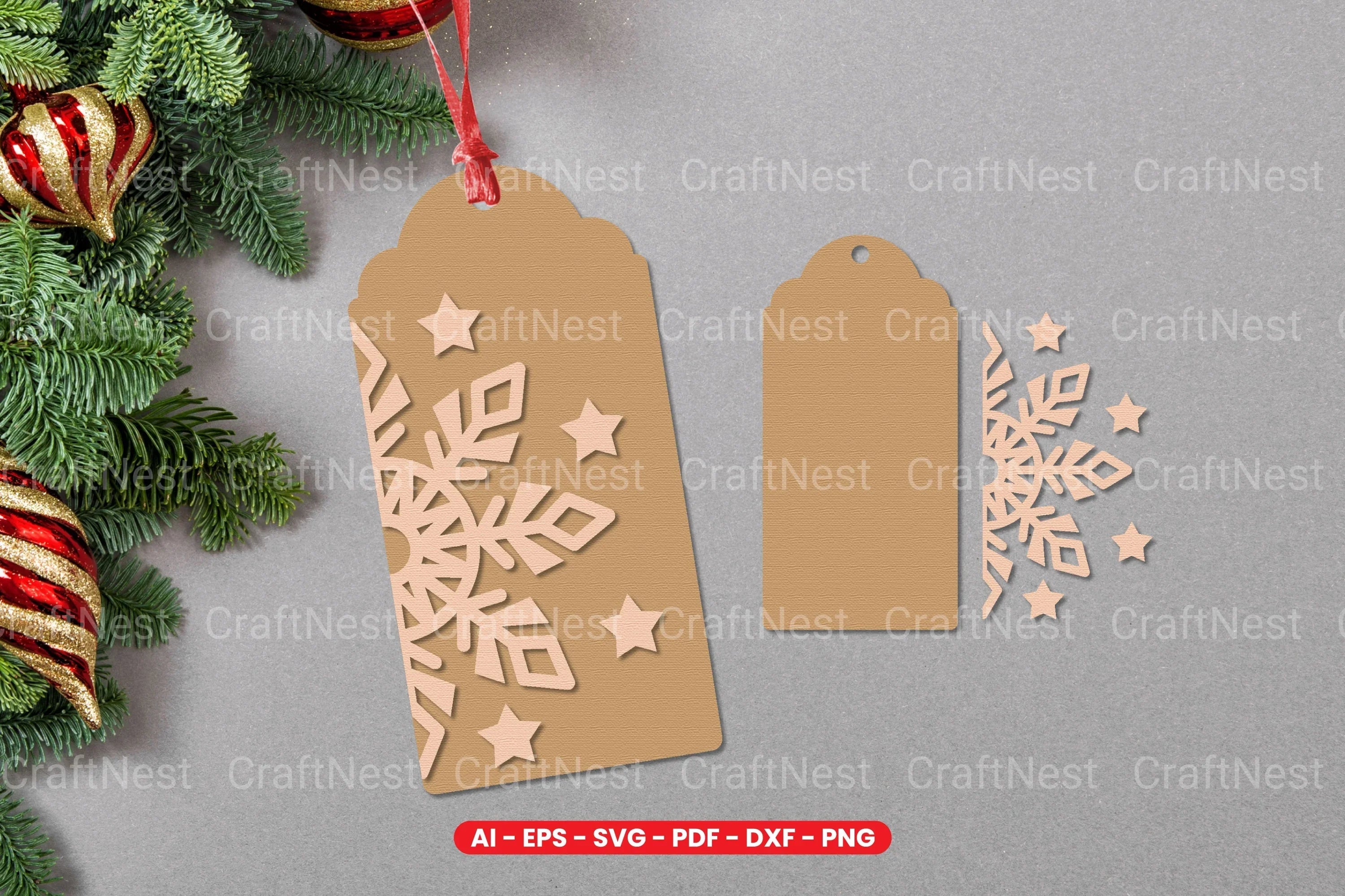 Christmas Gift Tag Laser Cut SVG Bundle - Clipart Bundle - CraftNest - Digital Crafting and Art