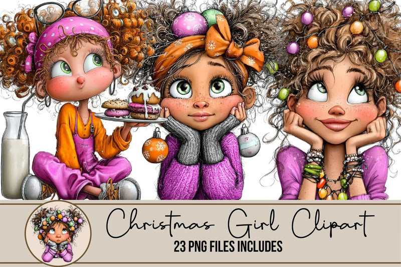 Christmas Girl Clipart Bundle - CraftNest - Digital Crafting and Art