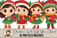 Christmas Girl Gift Box Clipart Bundle - CraftNest - Digital Crafting and Art