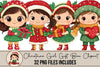 Christmas Girl Gift Box Clipart Bundle
