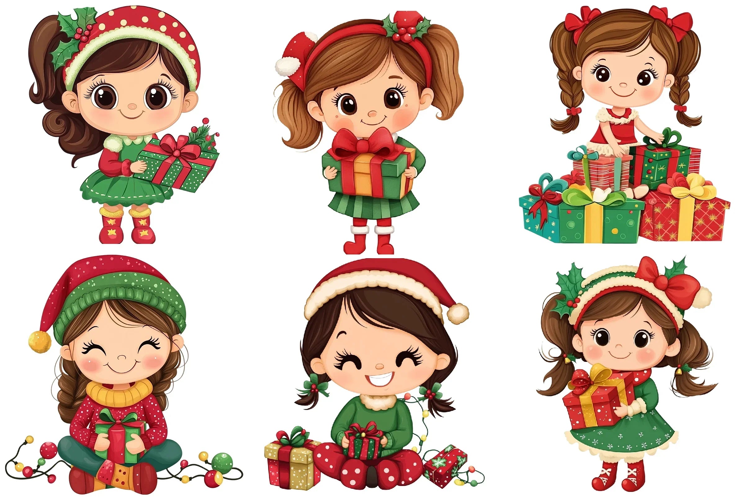 Christmas Girl Gift Box Clipart Bundle - CraftNest - Digital Crafting and Art