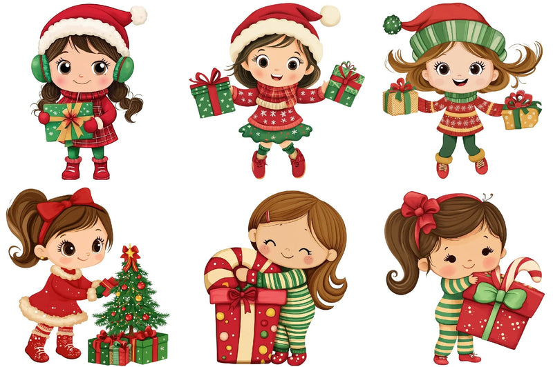 Christmas Girl Gift Box Clipart Bundle - CraftNest - Digital Crafting and Art