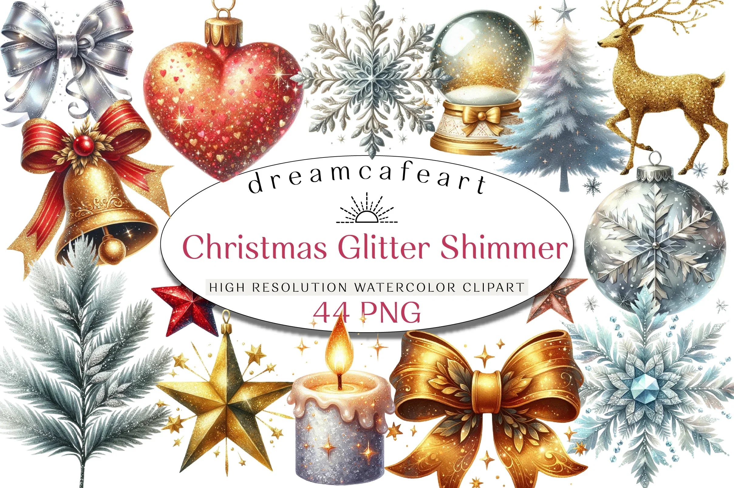 Christmas Glitter & Shimmer Clipart Bundle - CraftNest - Digital Crafting and Art