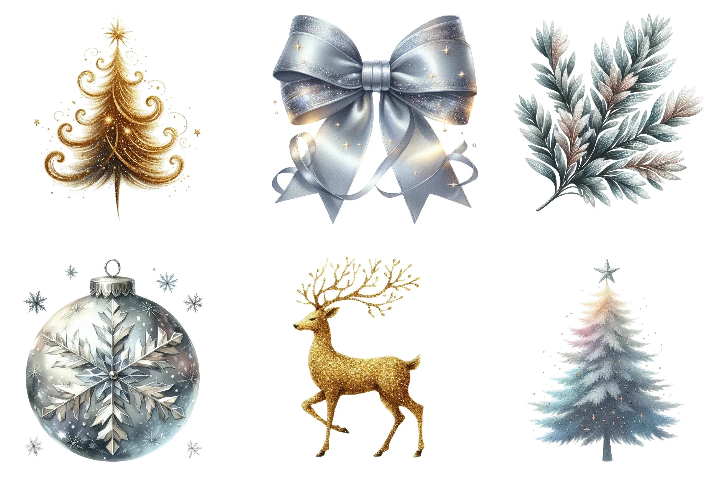 Christmas Glitter & Shimmer Clipart Bundle - CraftNest - Digital Crafting and Art