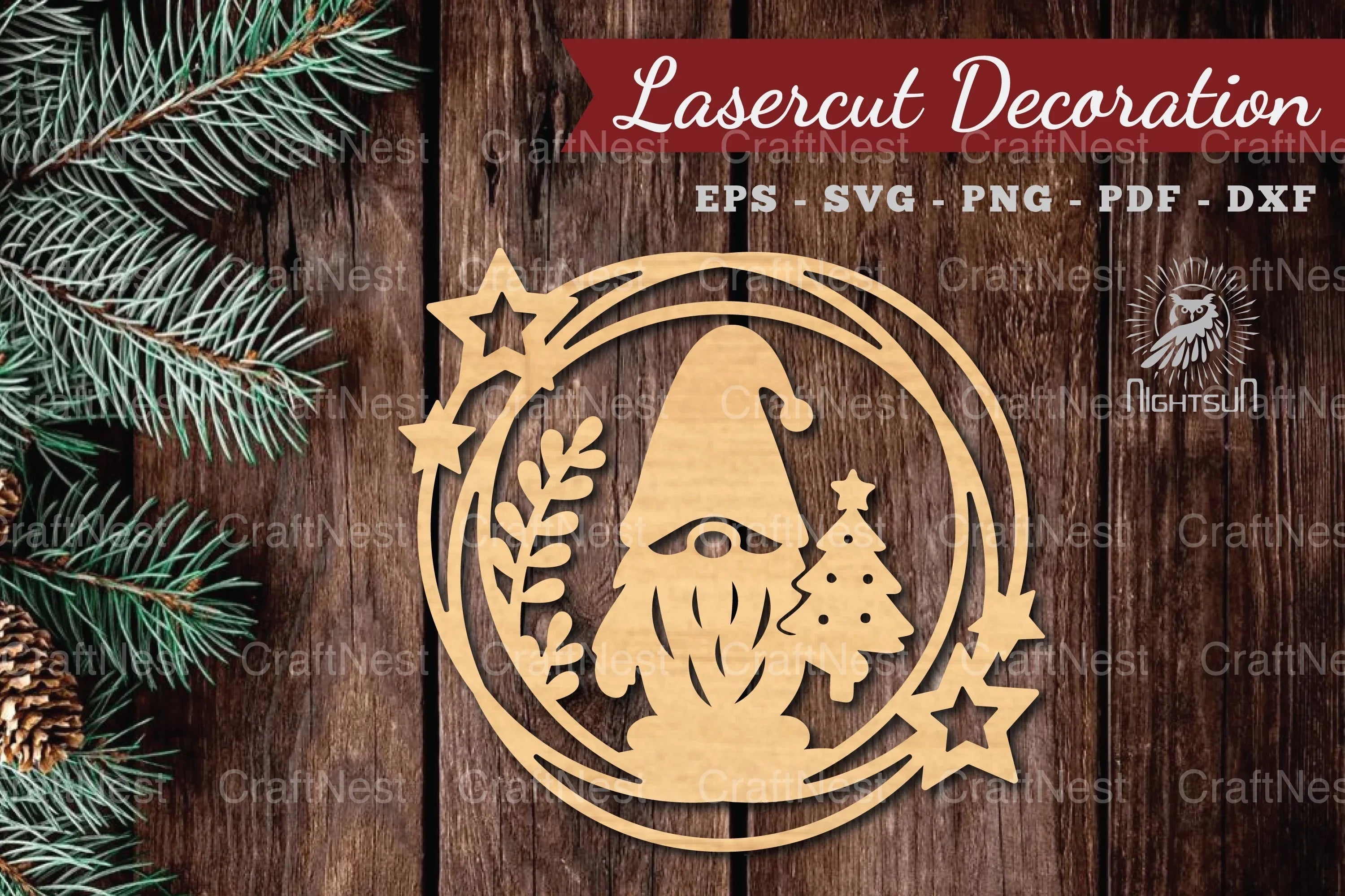 Christmas Gnome Laser Cut Round SVG Bundle - CraftNest - Digital Crafting and Art
