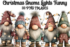 Christmas Gnome Lights Funny Clipart Bundle - CraftNest - Digital Crafting and Art