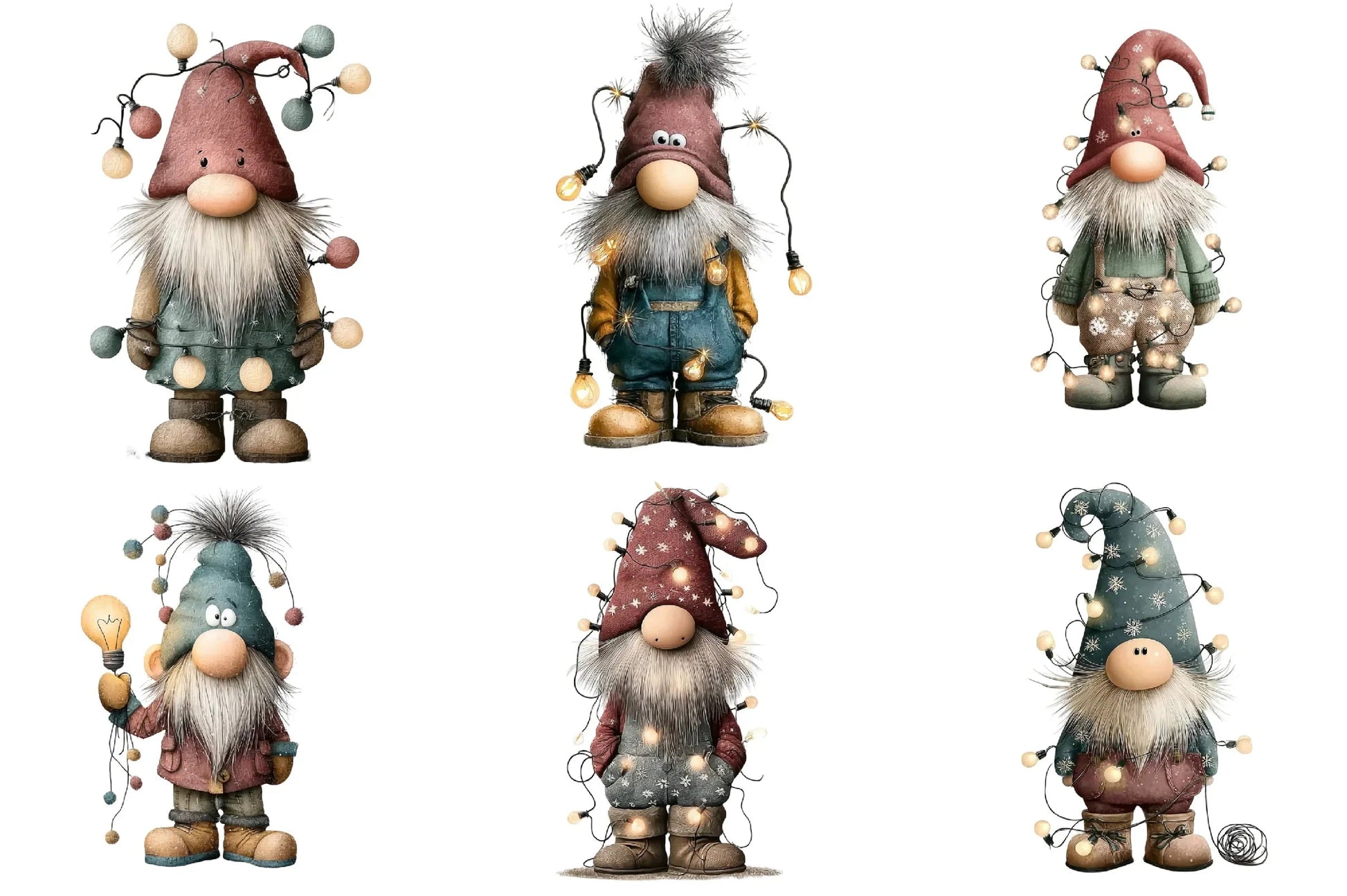 Christmas Gnome Lights Funny Clipart Bundle - CraftNest - Digital Crafting and Art