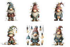 Christmas Gnome Lights Funny Clipart Bundle - CraftNest - Digital Crafting and Art