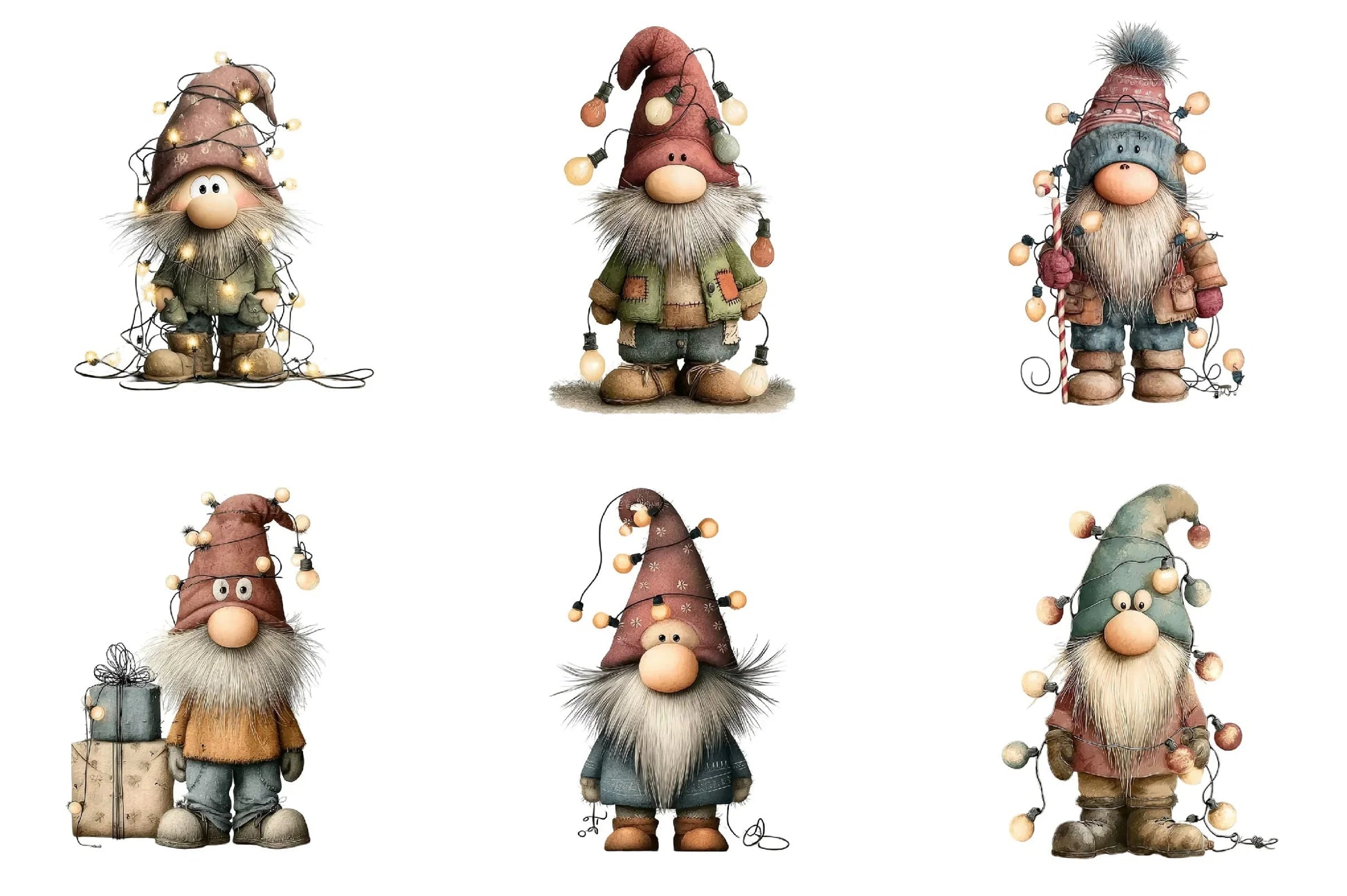 Christmas Gnome Lights Funny Clipart Bundle - CraftNest - Digital Crafting and Art