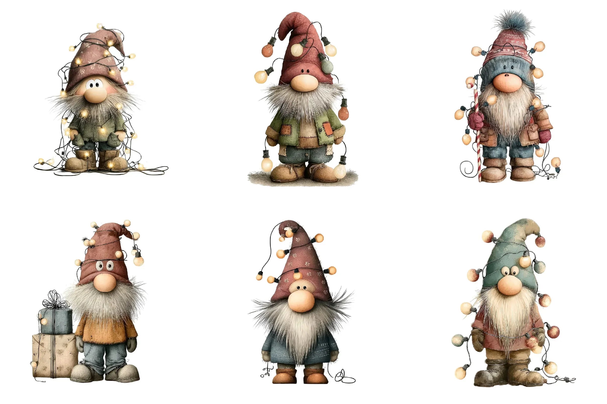 Christmas Gnome Lights Funny Clipart Bundle - CraftNest - Digital Crafting and Art