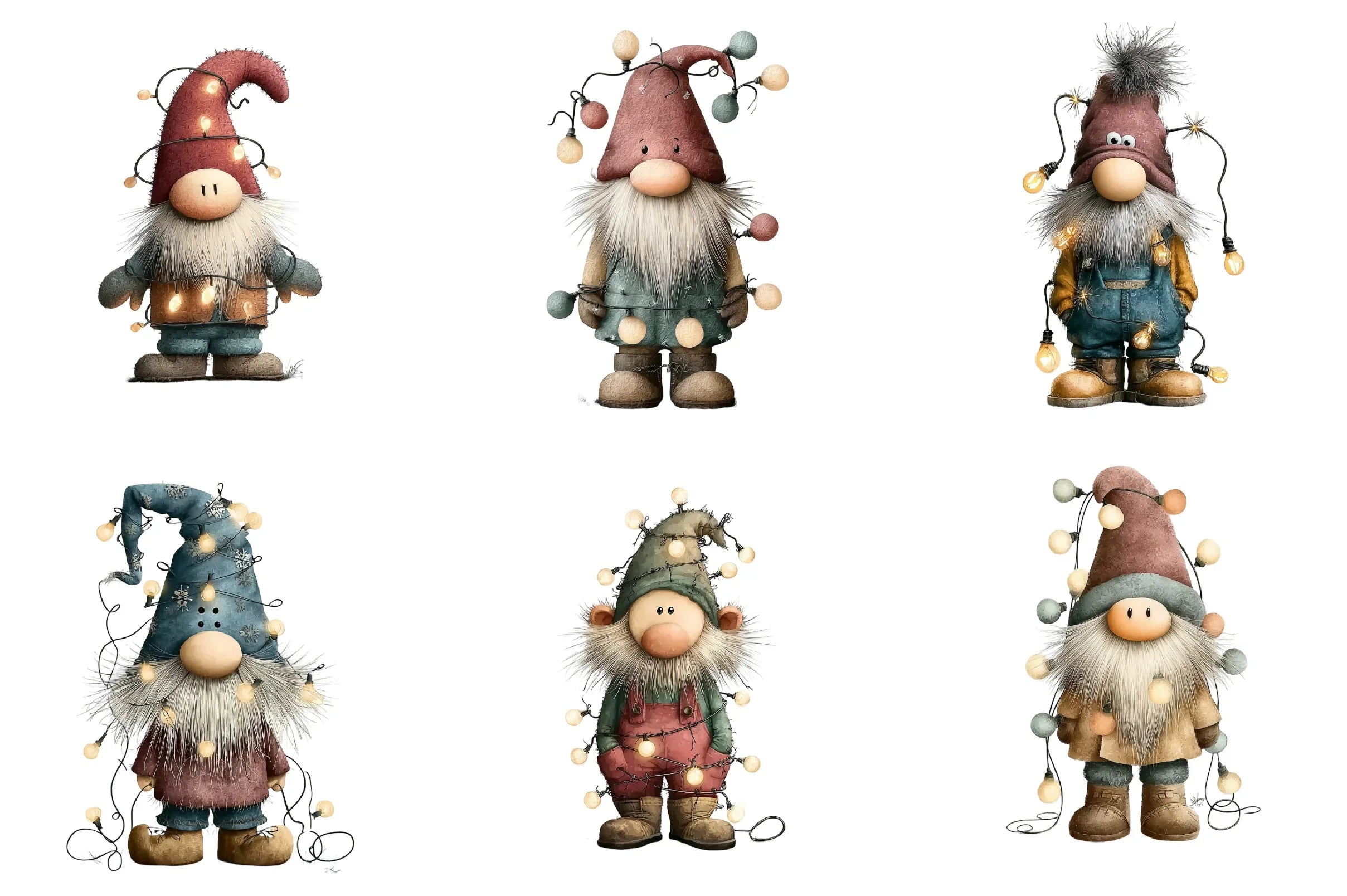 Christmas Gnome Lights Funny Clipart Bundle - CraftNest - Digital Crafting and Art