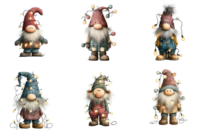 Christmas Gnome Lights Funny Clipart Bundle - CraftNest - Digital Crafting and Art
