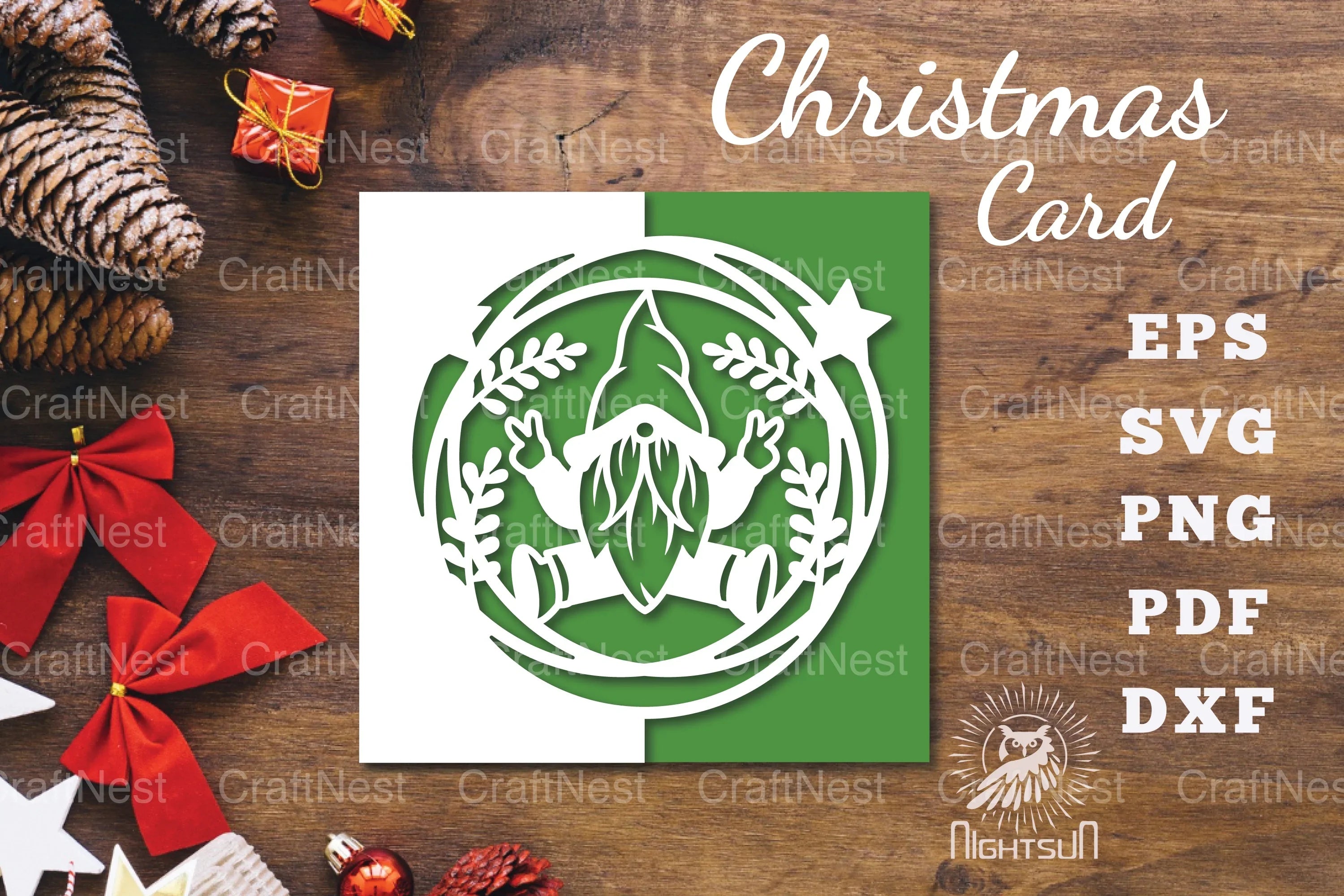 Christmas Gnome Papercut Card SVG Bundle - CraftNest - Digital Crafting and Art
