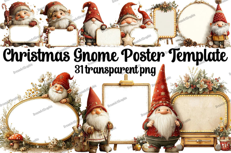 Christmas Gnome Poster Template Clipart Bundle - CraftNest - Digital Crafting and Art