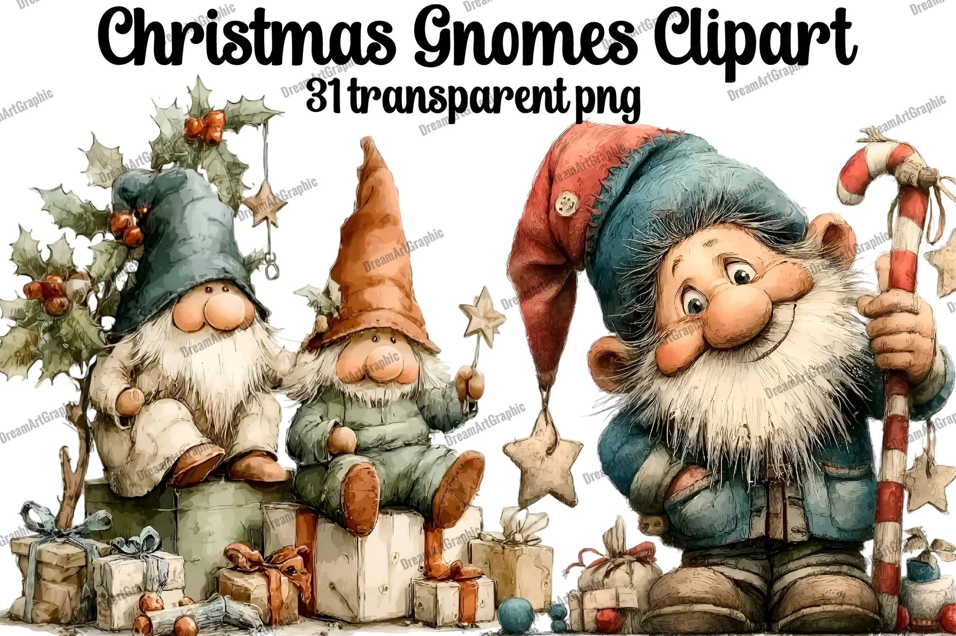 Christmas Gnomes Clipart Bundle - CraftNest - Digital Crafting and Art