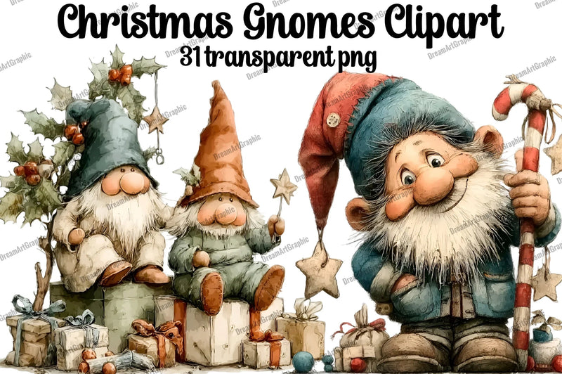 Christmas Gnomes Clipart Bundle - CraftNest - Digital Crafting and Art