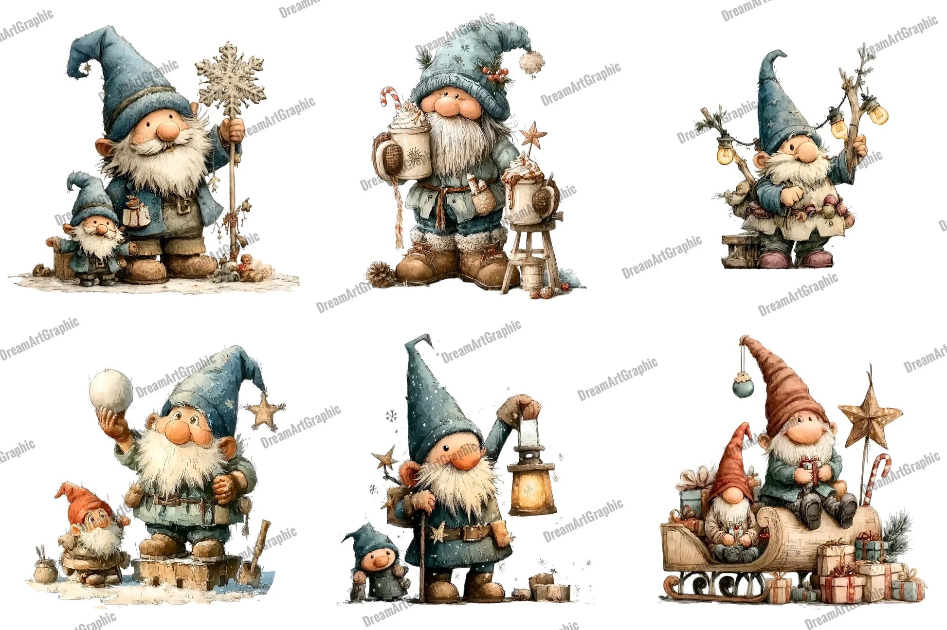 Christmas Gnomes Clipart Bundle - CraftNest - Digital Crafting and Art