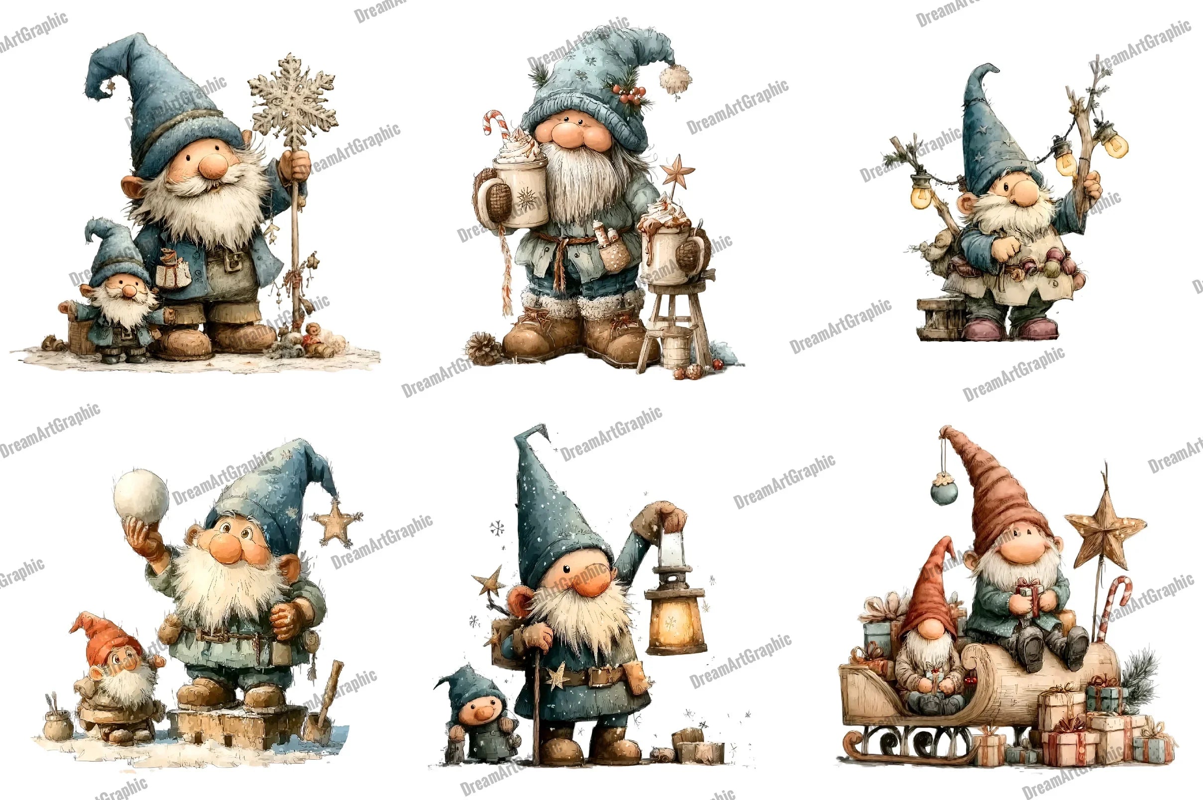 Christmas Gnomes Clipart Bundle - CraftNest - Digital Crafting and Art