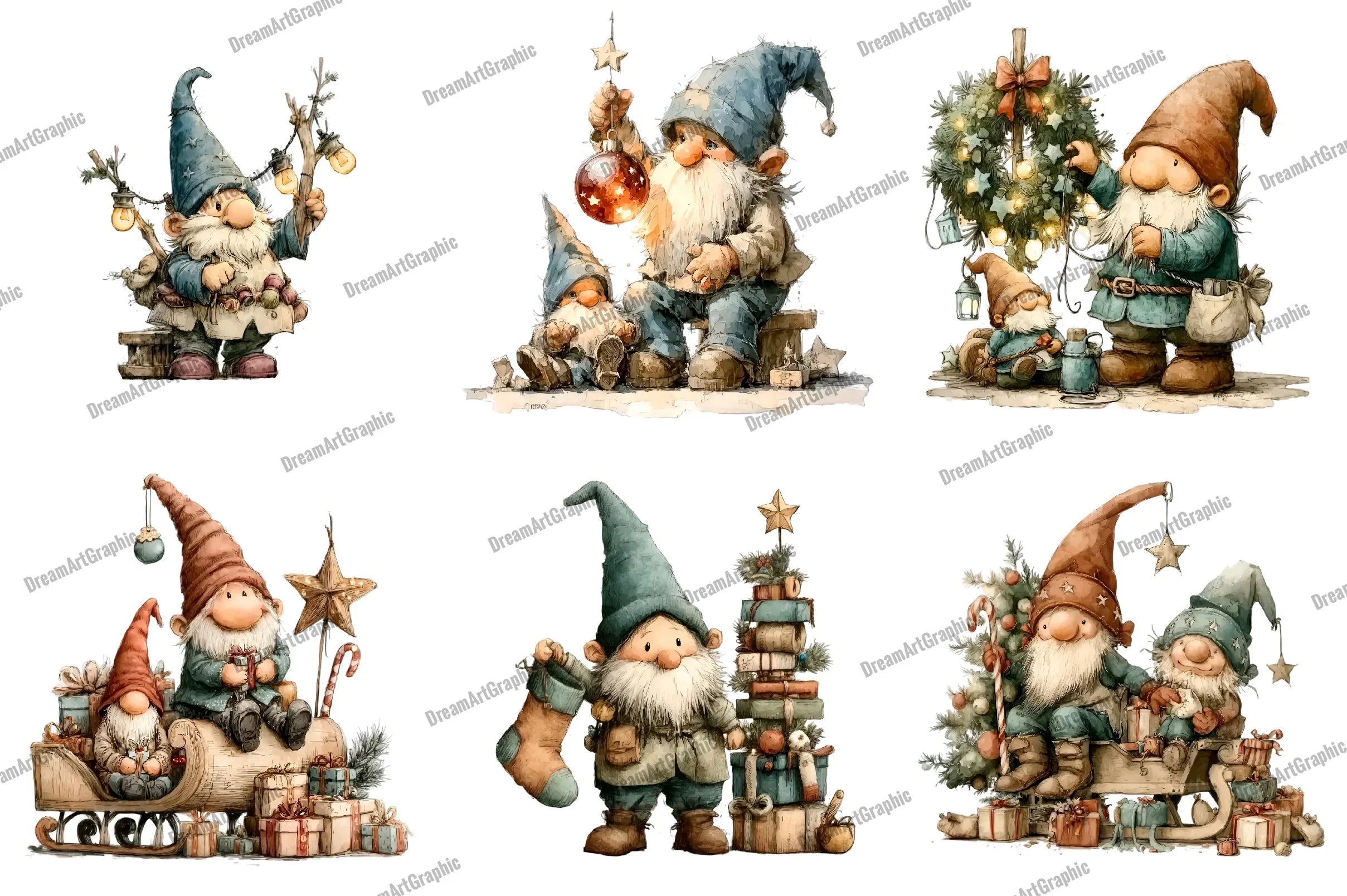 Christmas Gnomes Clipart Bundle - CraftNest - Digital Crafting and Art