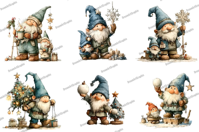 Christmas Gnomes Clipart Bundle - CraftNest - Digital Crafting and Art