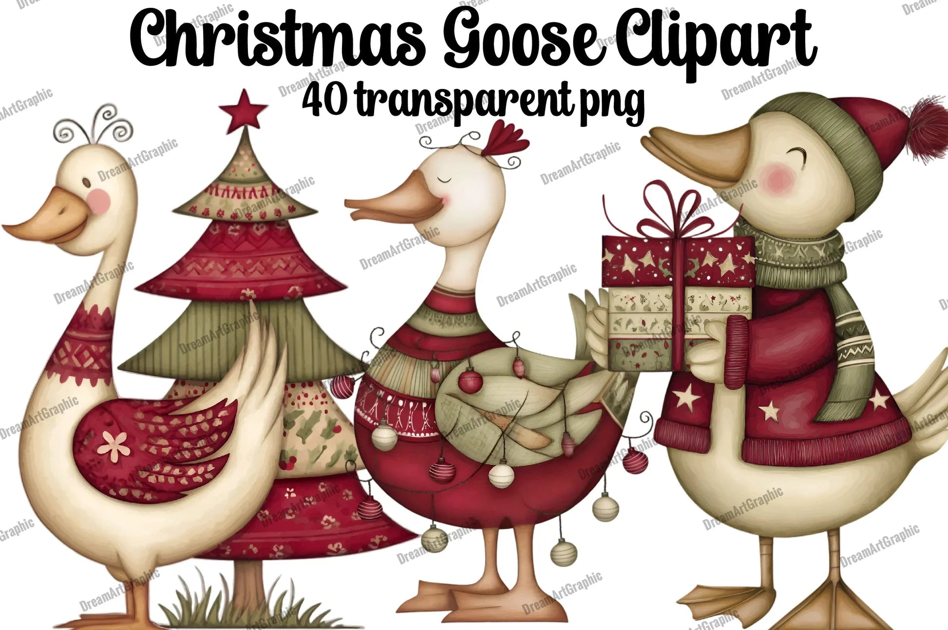 Christmas Goose Clipart Bundle - CraftNest - Digital Crafting and Art