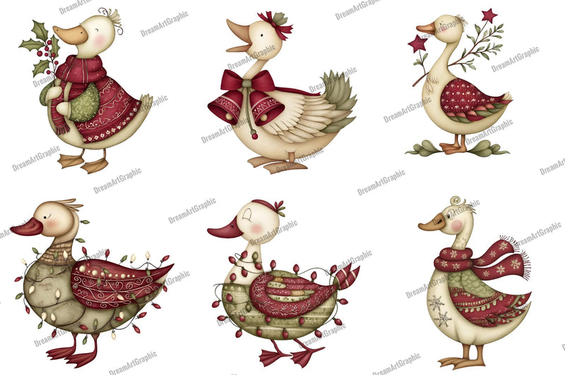 Christmas Goose Clipart Bundle - CraftNest - Digital Crafting and Art