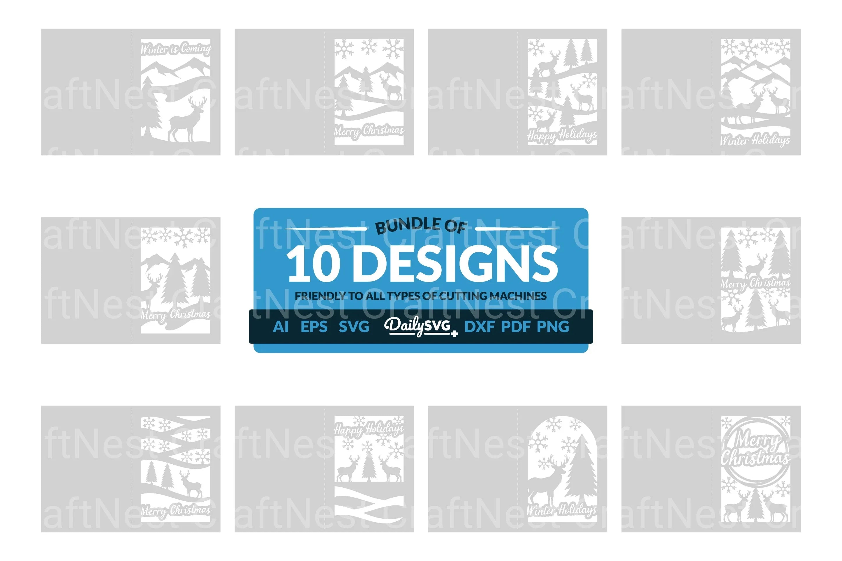 Christmas Greeting Card Clipart - Daily SVG Bundles