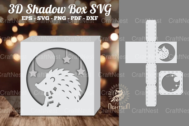 Christmas Hedgehog Papercut Shadow Box Bundle - CraftNest - Digital Crafting and Art