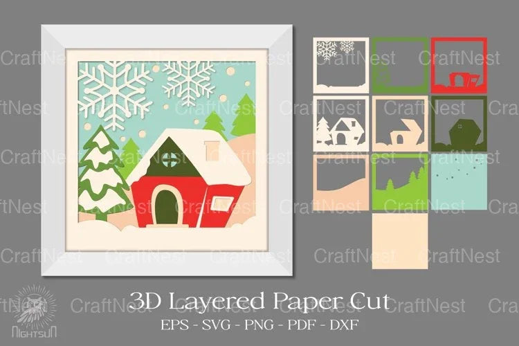 Christmas Home Layered Paper Cut Clipart Bundle - CraftNest - Digital Crafting and Art