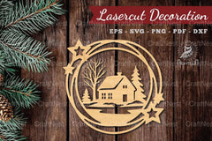 Christmas House Laser Cut Round SVG Bundle - CraftNest - Digital Crafting and Art