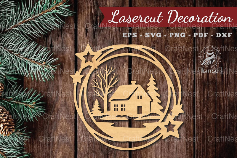 Christmas House Laser Cut Round SVG Bundle - CraftNest - Digital Crafting and Art
