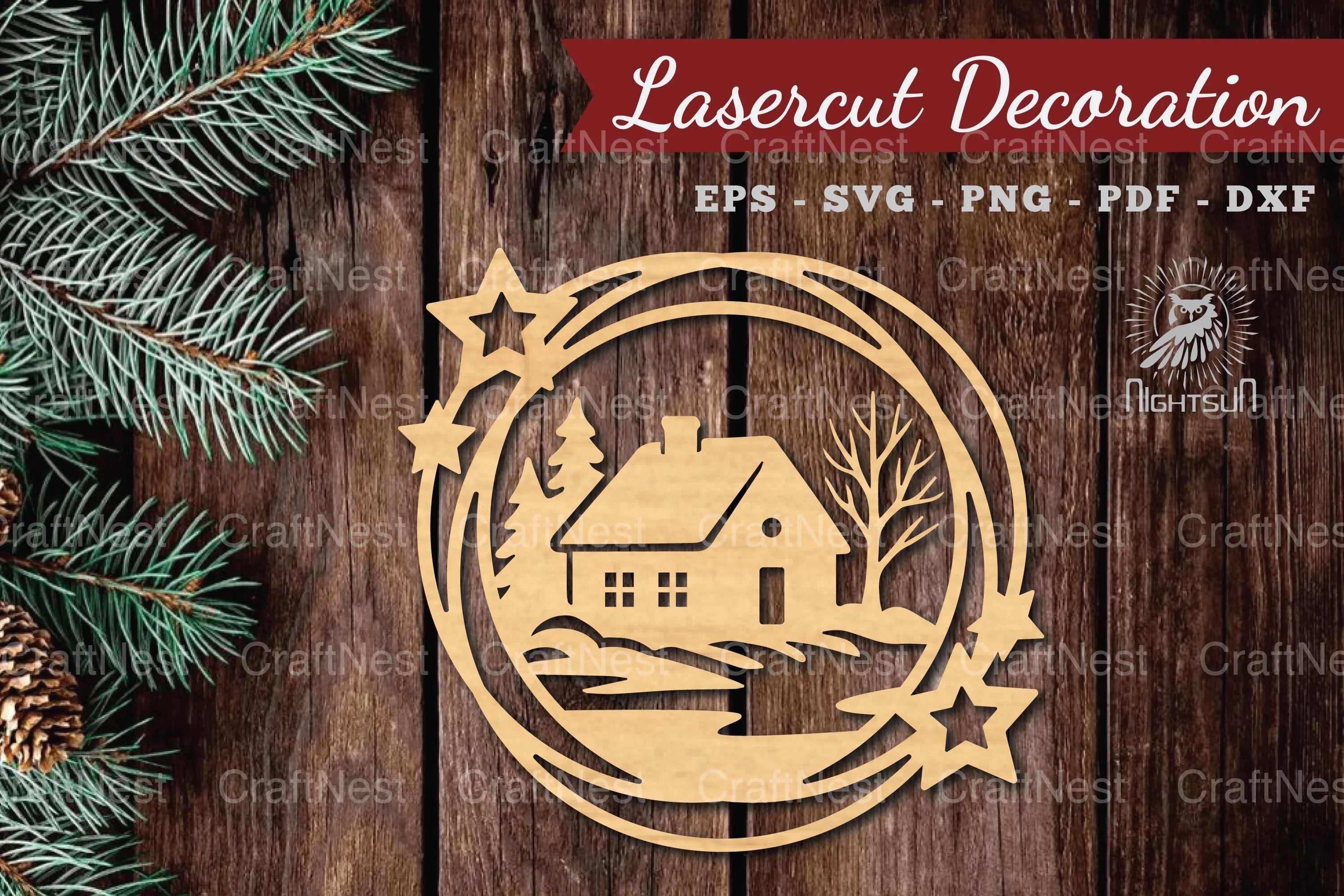 Christmas House Laser Cut Round SVG Bundle - CraftNest - Digital Crafting and Art