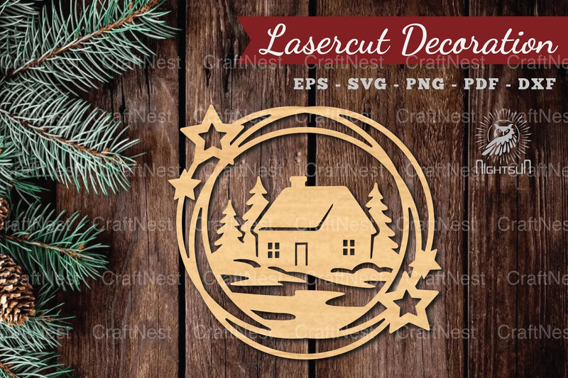 Christmas House Laser Cut Round SVG Bundle - CraftNest - Digital Crafting and Art