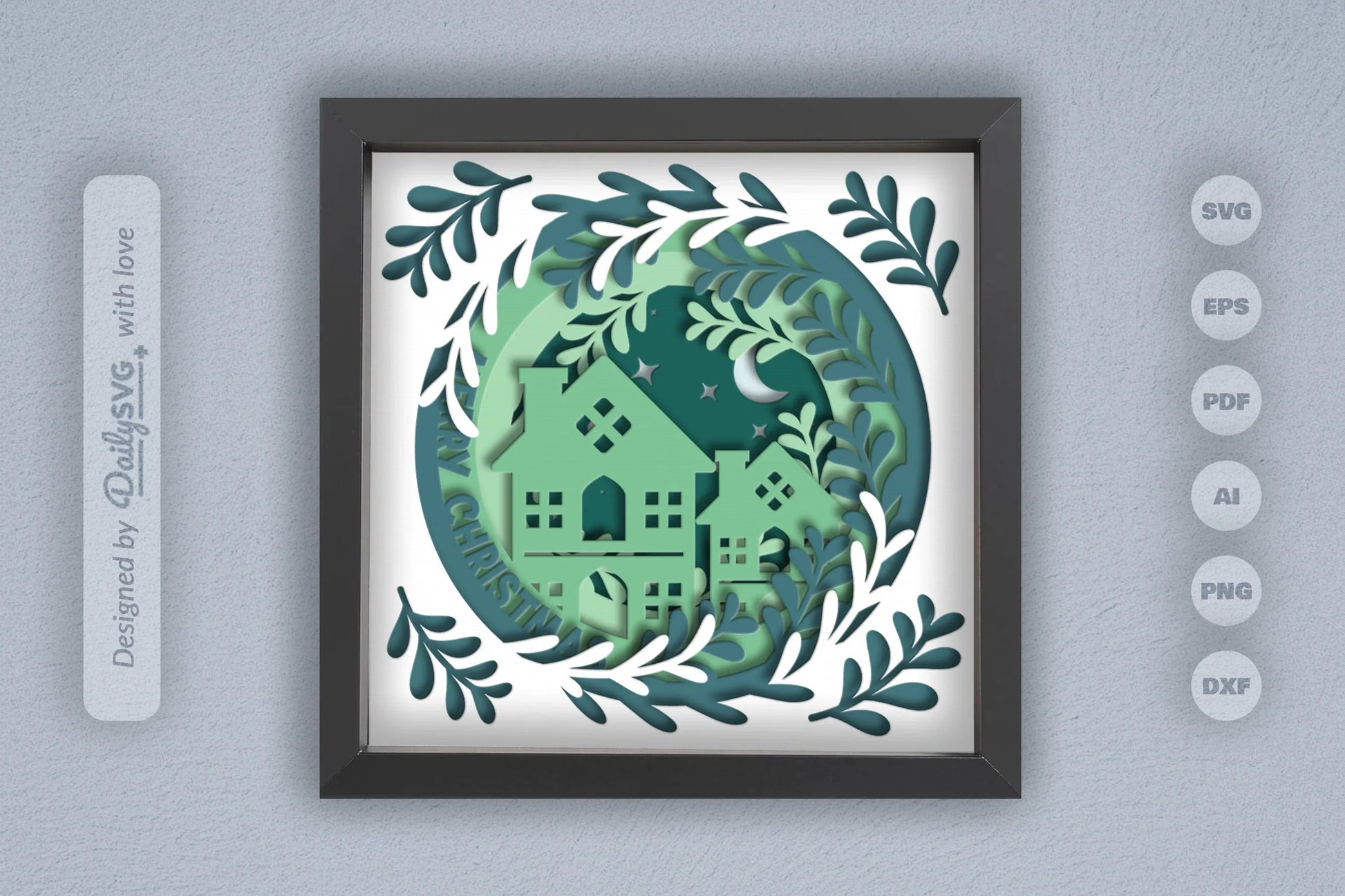 Christmas House Papercut Shadow Box SVG Bundle - CraftNest - Digital Crafting and Art