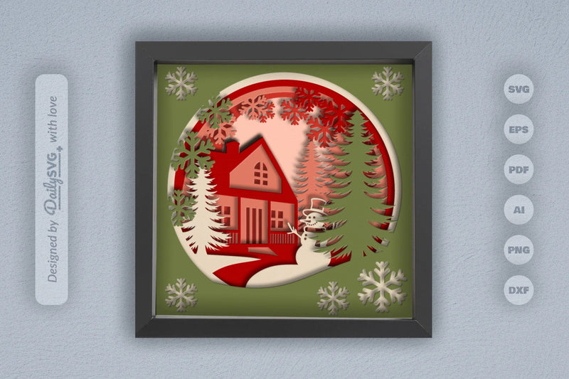 Christmas House Papercut SVG Bundle - CraftNest - Digital Crafting and Art