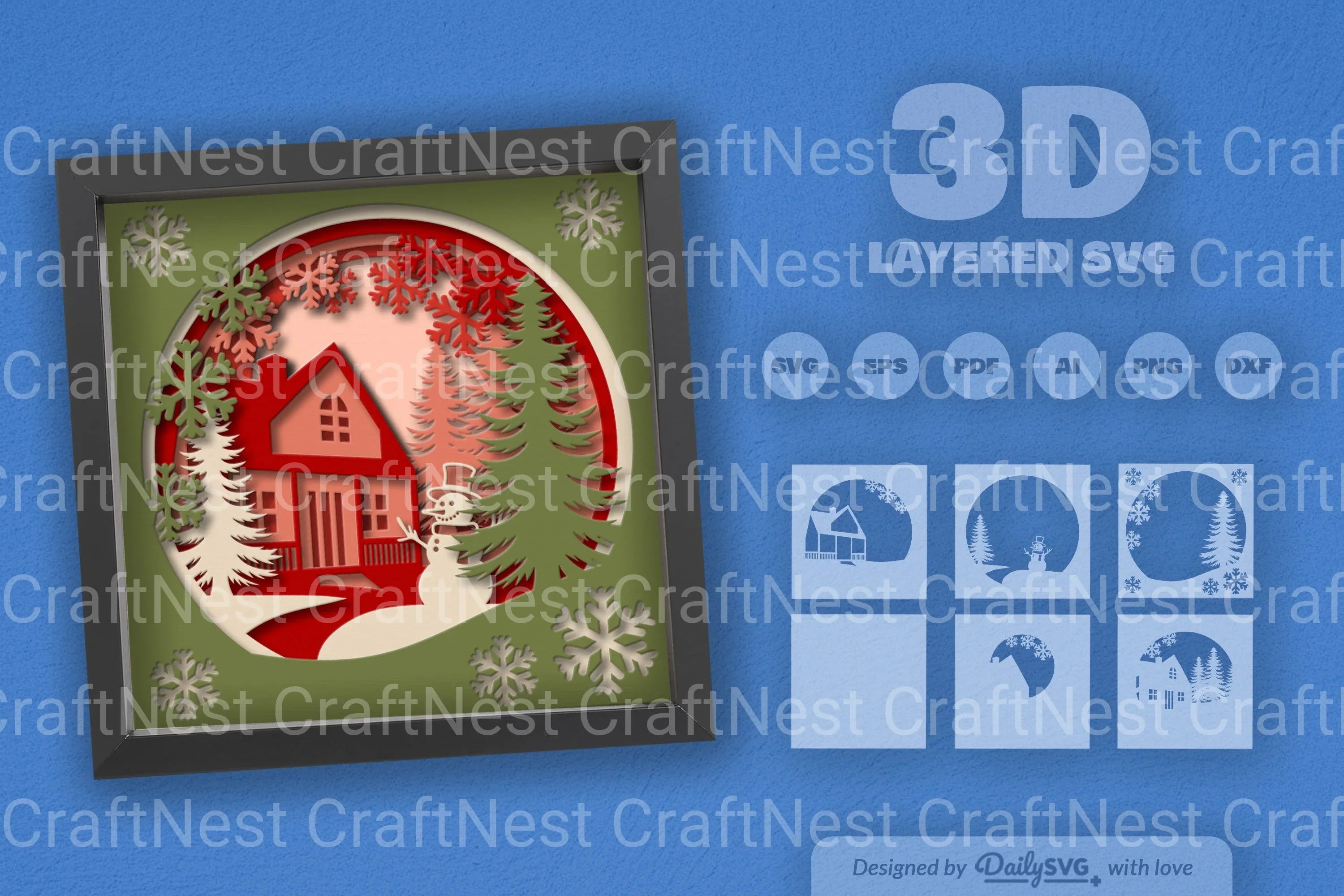 Christmas House Papercut SVG Bundle