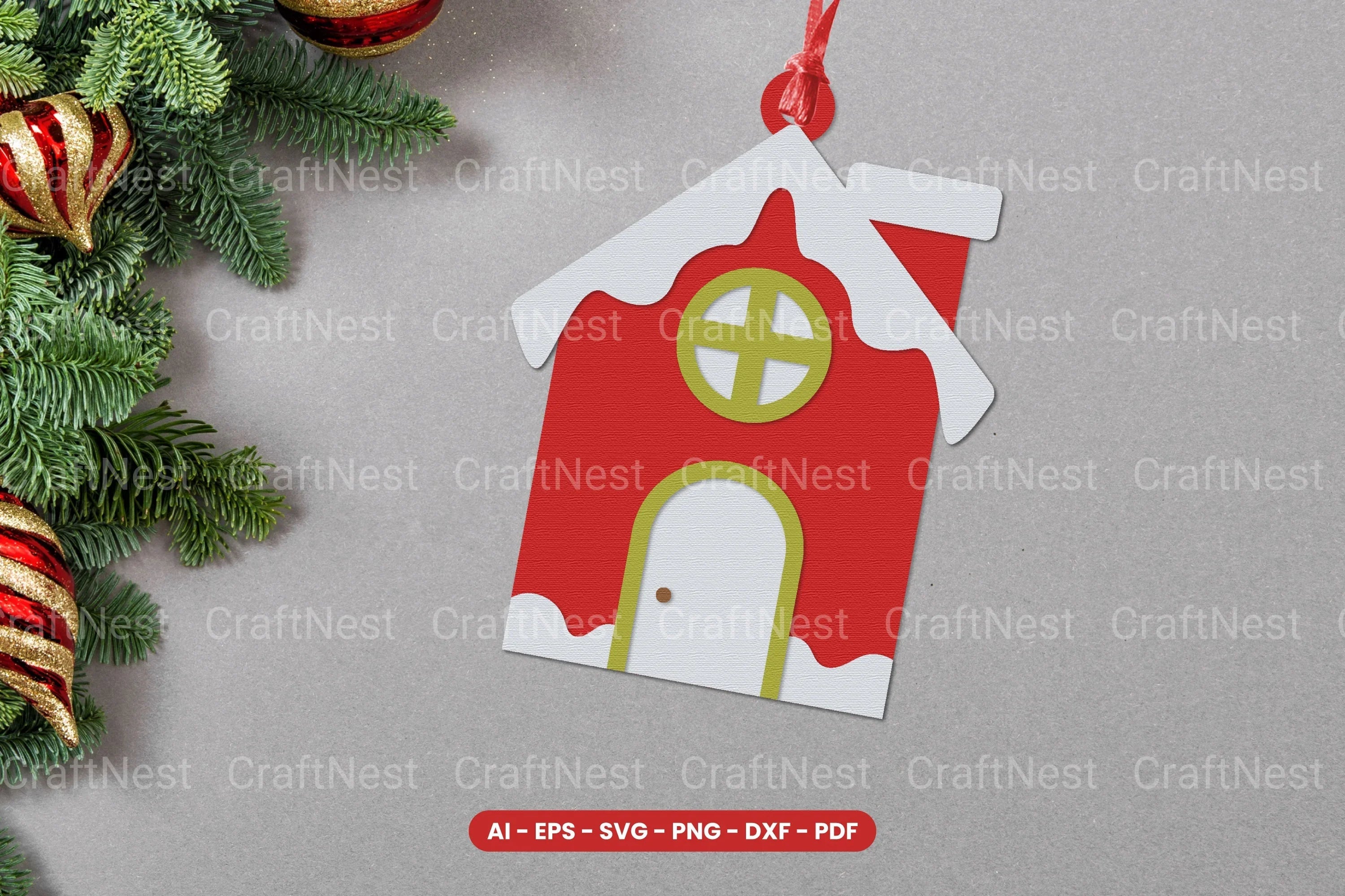Christmas House Ornament Laser Cut SVG Bundle - CraftNest - Digital Crafting and Art
