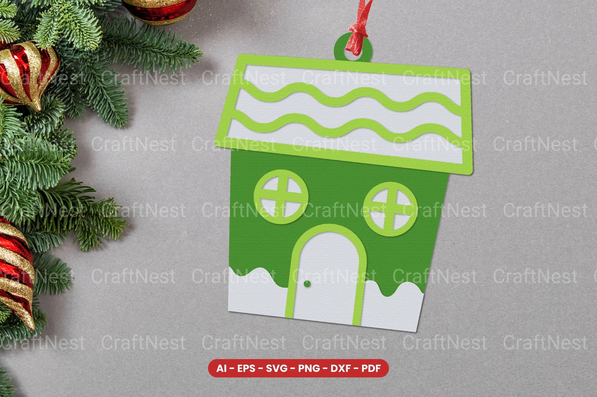 Christmas House Ornament Lasercut SVG Bundle - CraftNest - Digital Crafting and Art