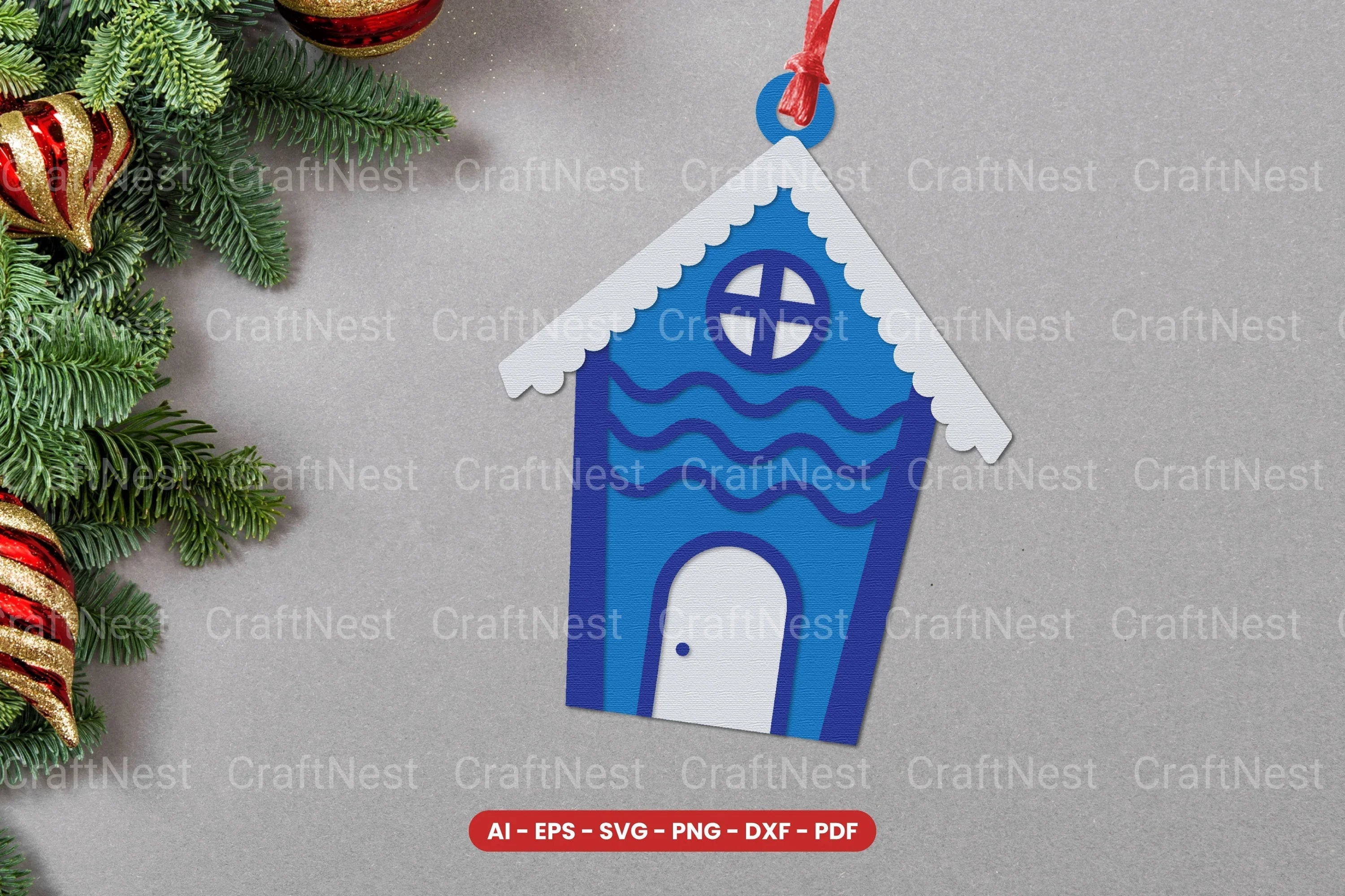 Christmas House Ornament Lasercut SVG Bundle - CraftNest - Digital Crafting and Art
