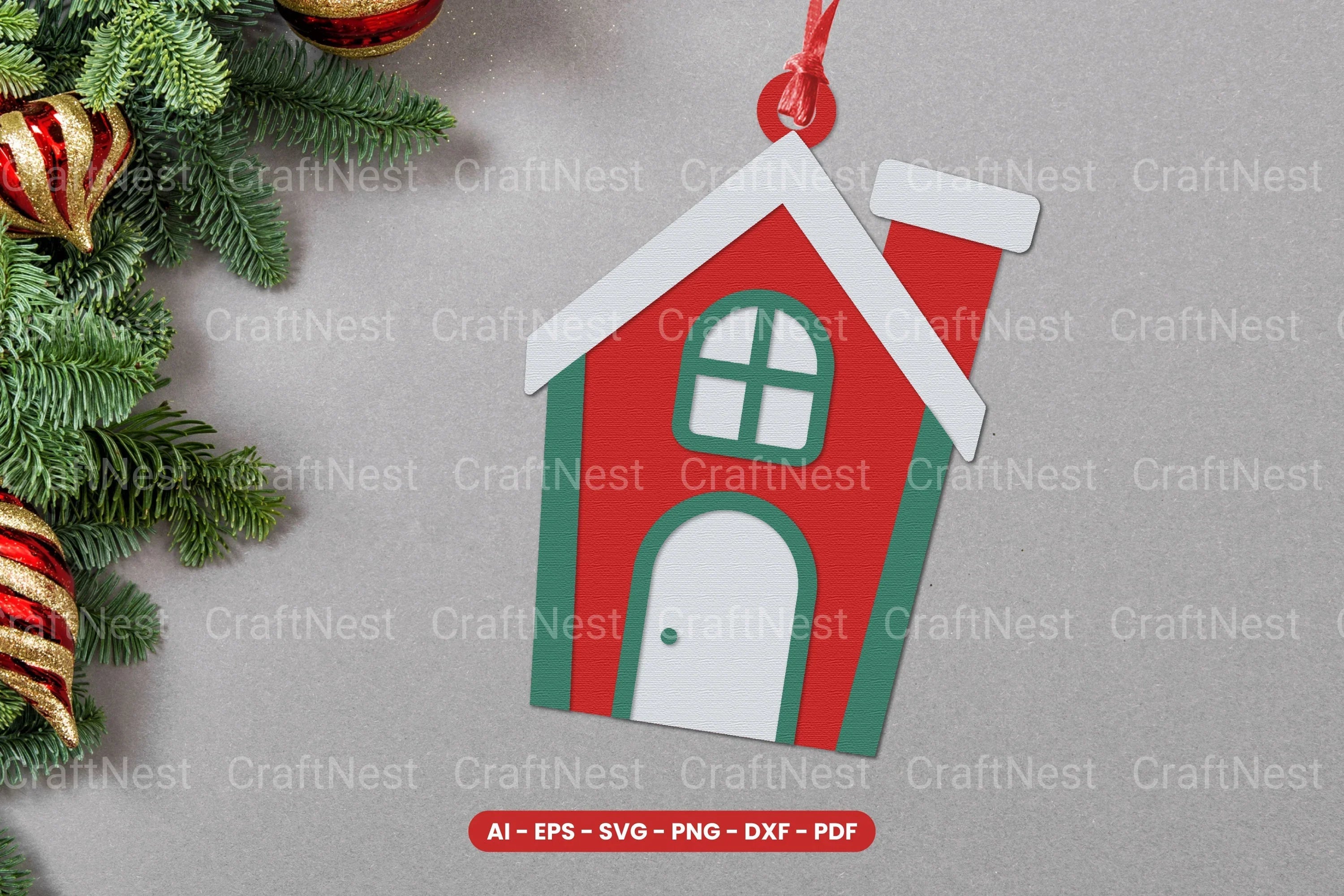 Christmas House Ornament Lasercut SVG Bundle - CraftNest - Digital Crafting and Art