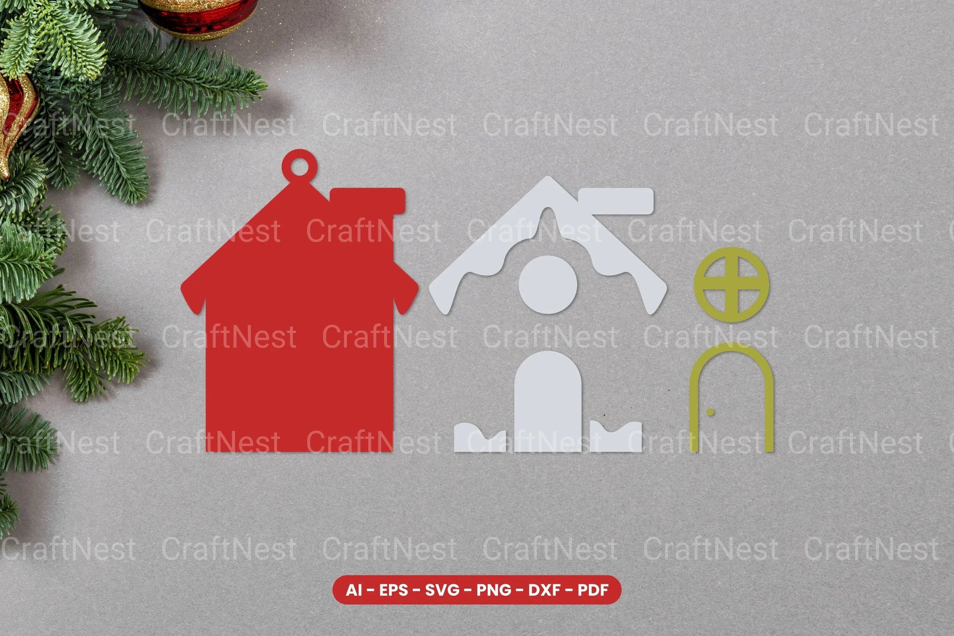 Christmas House Ornament Laser Cut SVG Bundle - CraftNest - Digital Crafting and Art